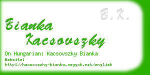 bianka kacsovszky business card